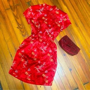 Vintage Marnie West Red Asian Style Mini Dress- Sz 6